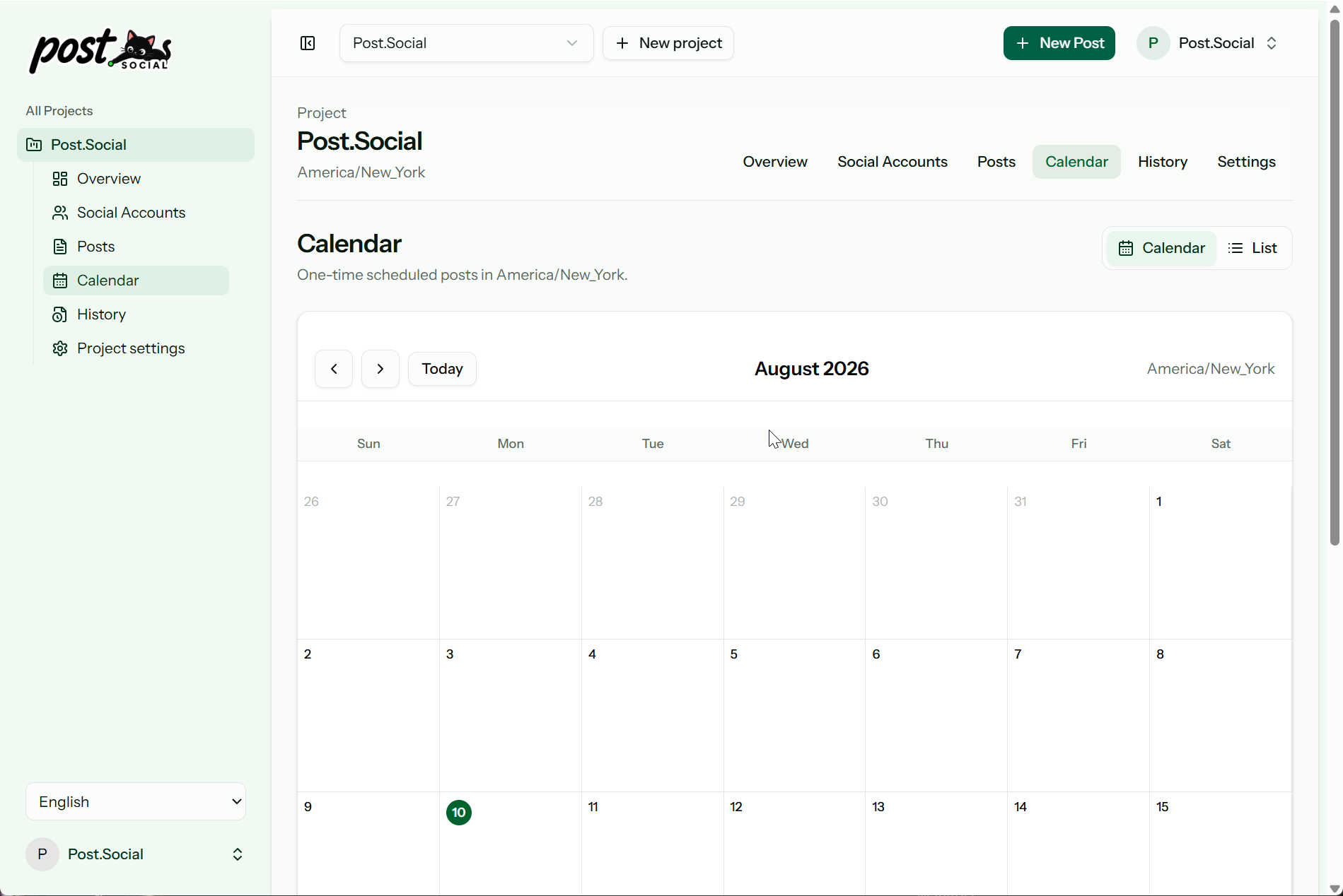 Calendar and scheduled posts
