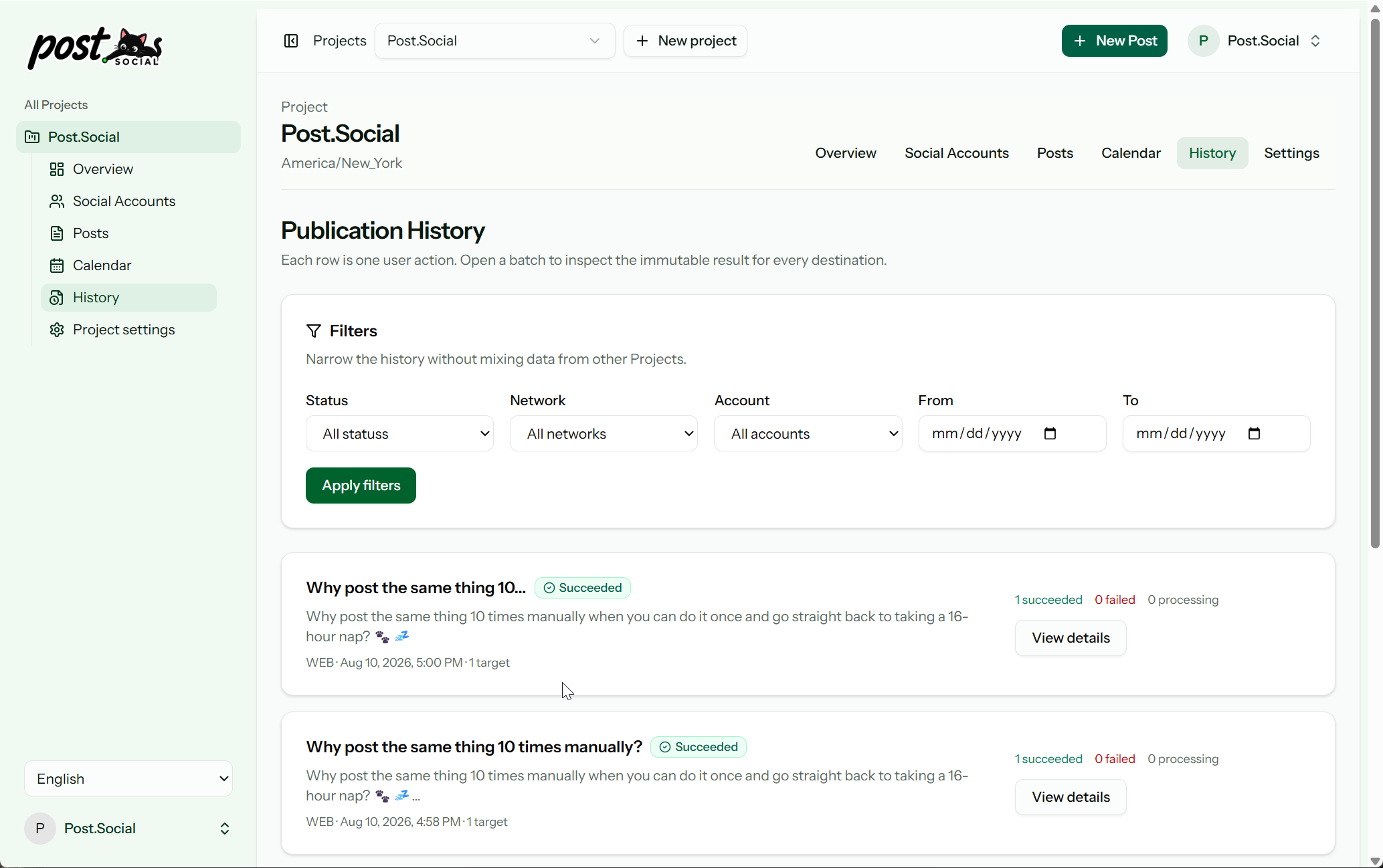 Publication History and Statuses