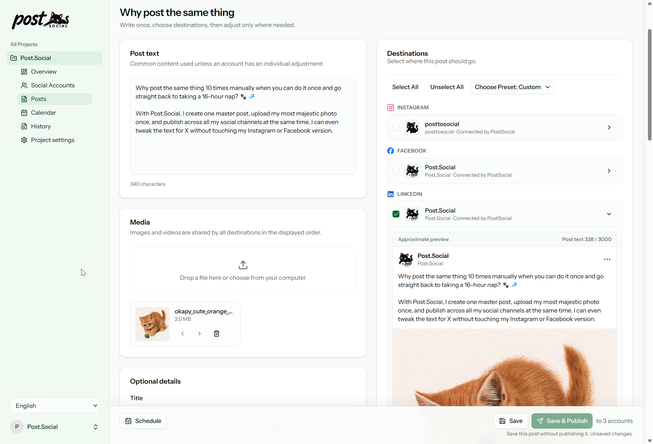 Shared post editor