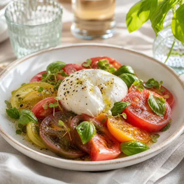 Tomato and burrata from the summer menu